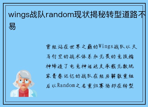 wings战队random现状揭秘转型道路不易